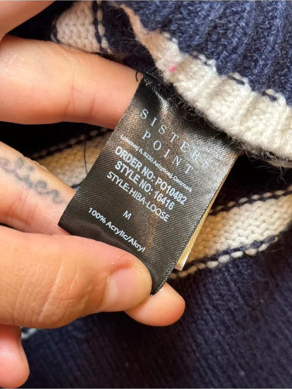 Sisters Point Navy & Blue Striped Nautical Long Sleeve Cowl Neck Sweater